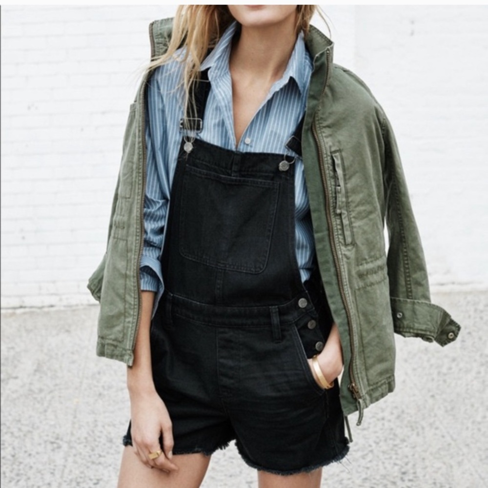 Madewell Adirondack Black Wash Jean Short Overalls